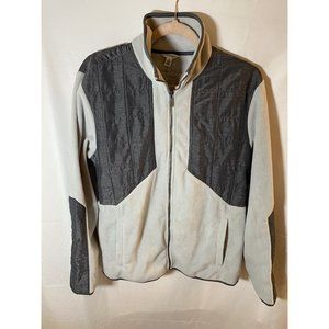 Calvin Klein Fleece Jacket Womens Medium White Full Zip‎ Color Block Ladies